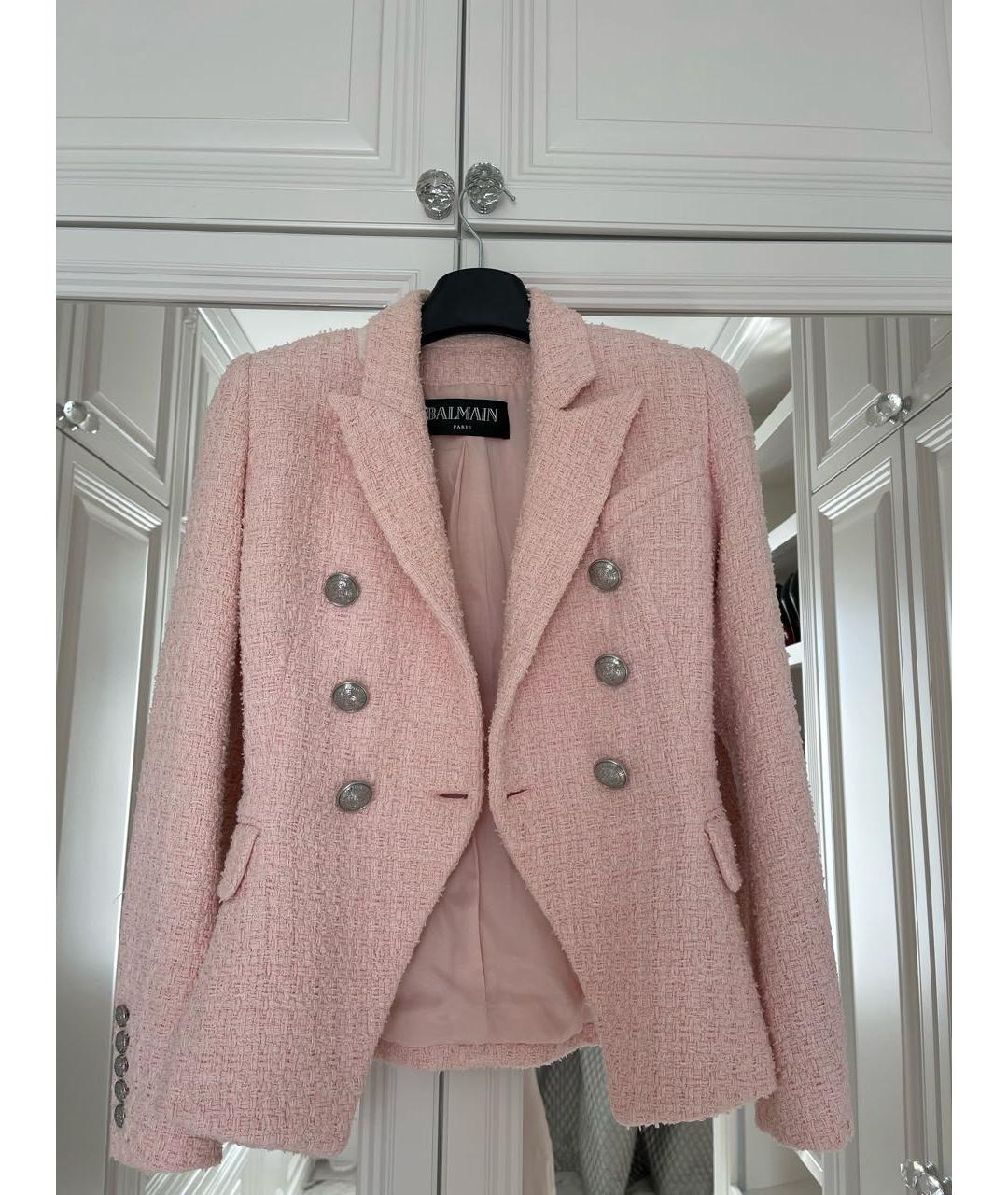 BALMAIN Розовый твидовый жакет/пиджак, фото 2
