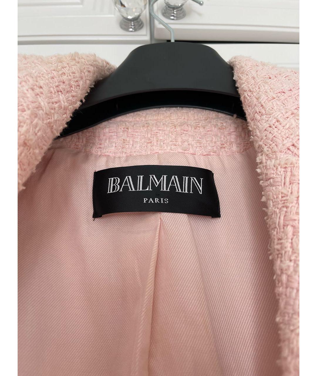 BALMAIN Розовый твидовый жакет/пиджак, фото 5