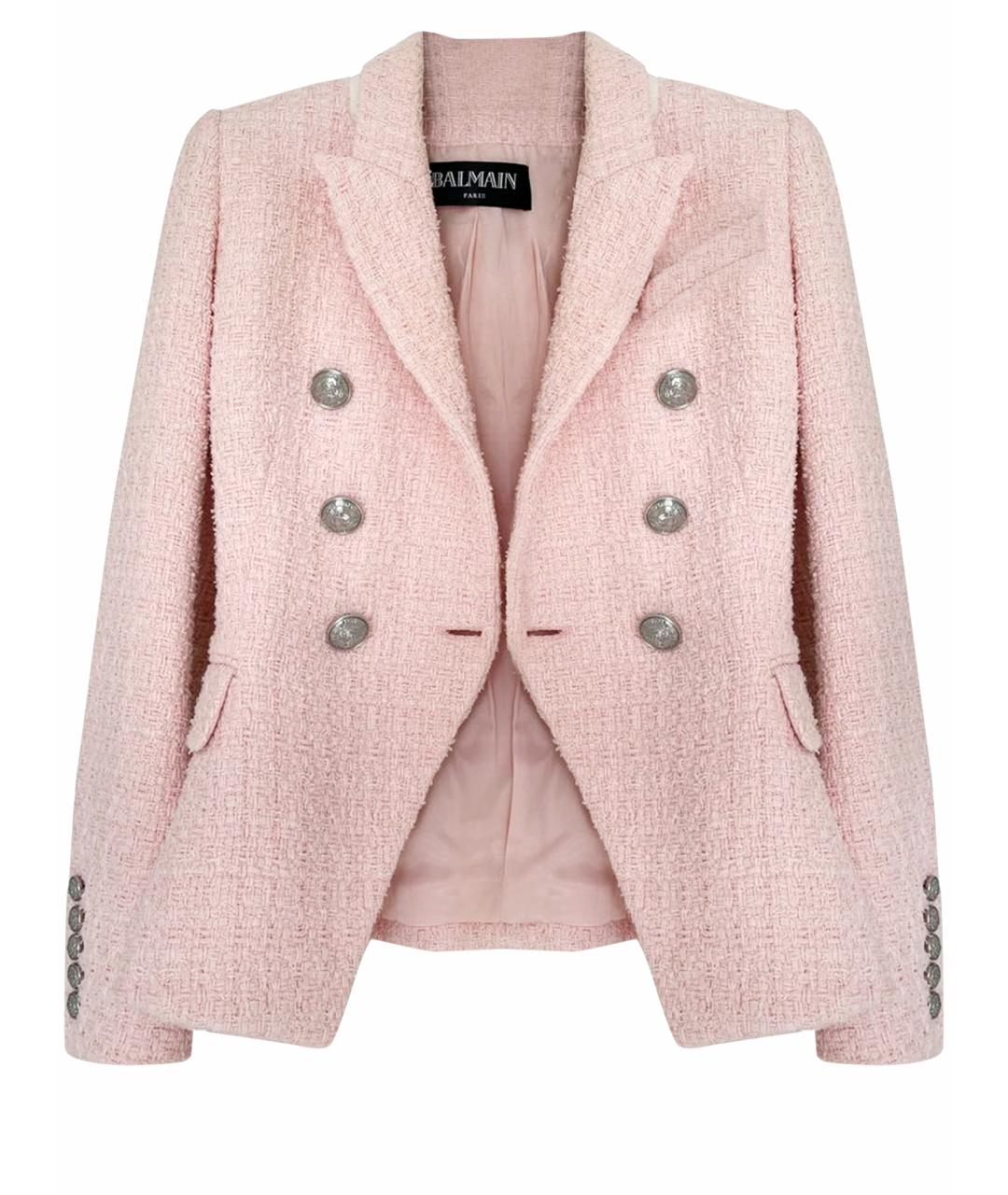 BALMAIN Розовый твидовый жакет/пиджак, фото 1