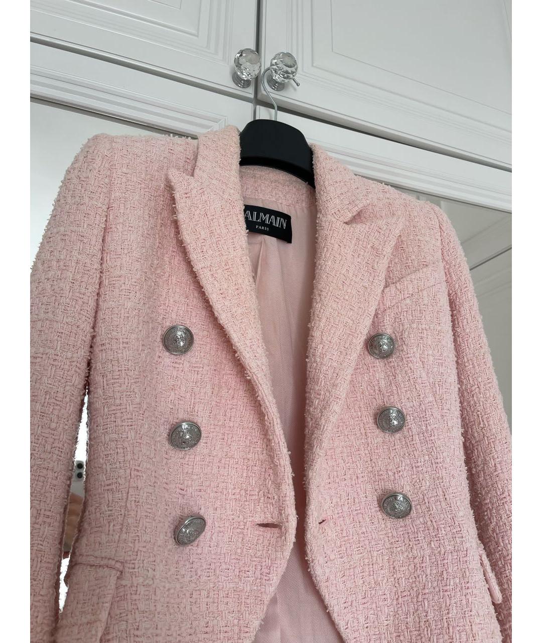 BALMAIN Розовый твидовый жакет/пиджак, фото 4