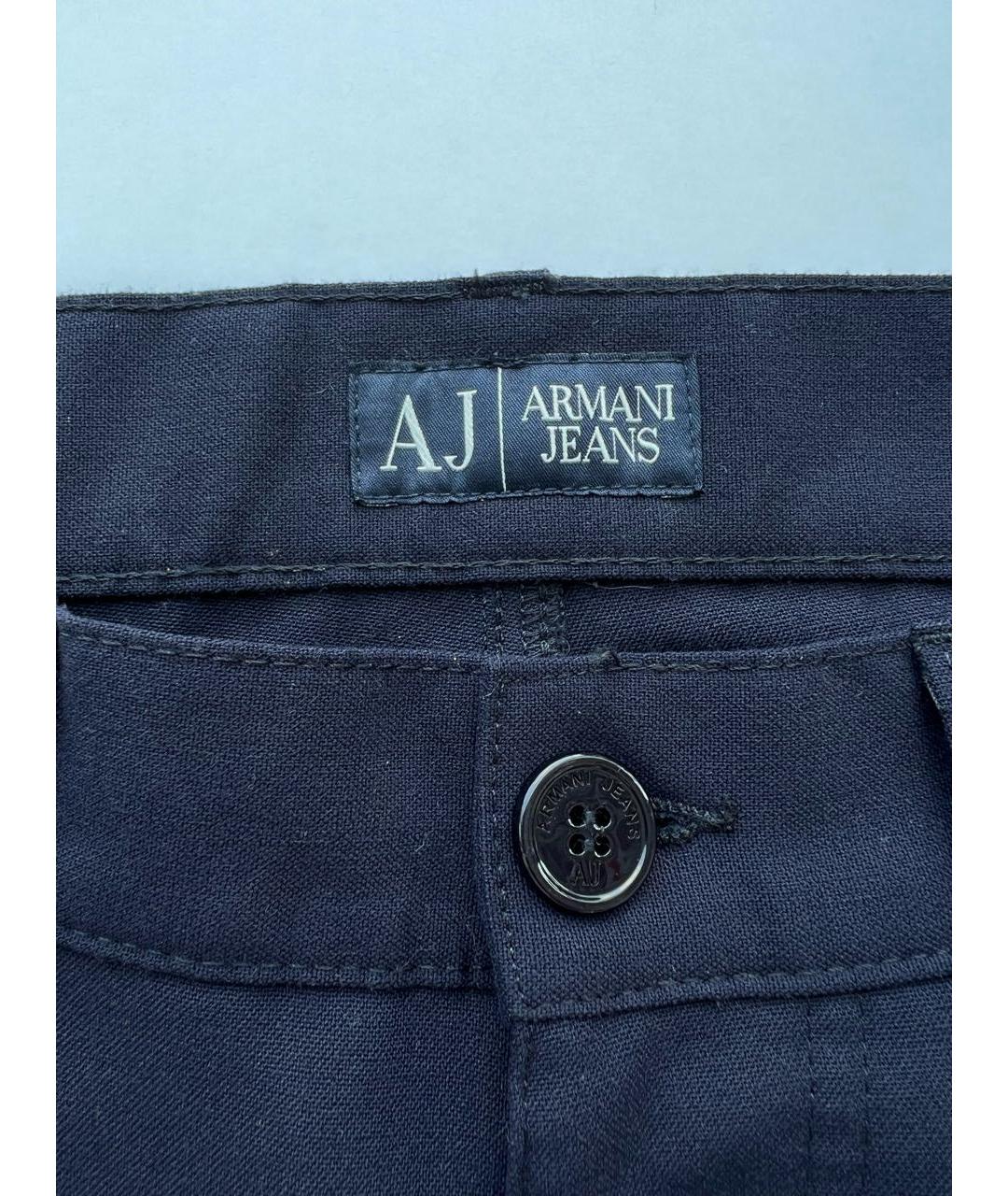 ARMANI JEANS Темно-синие полиэстеровые прямые брюки, фото 3