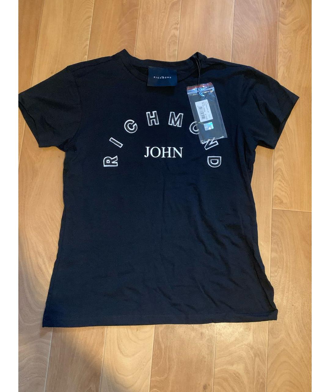 JOHN RICHMOND Черная хлопковая футболка, фото 6