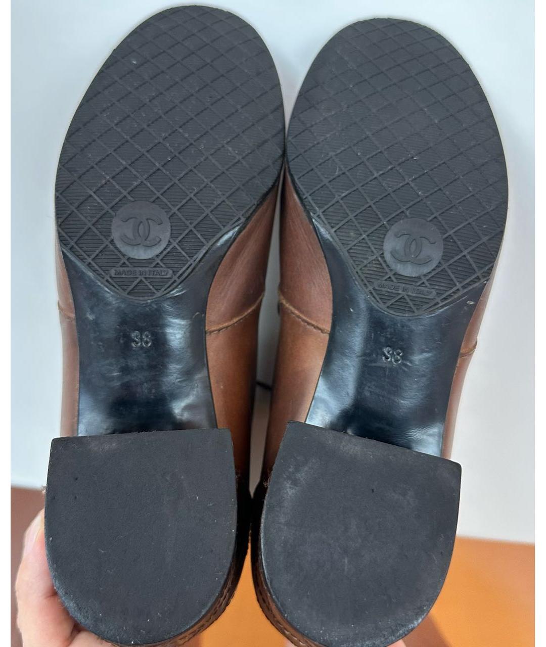 CHANEL PRE-OWNED Коричневые кожаные ботинки, фото 5