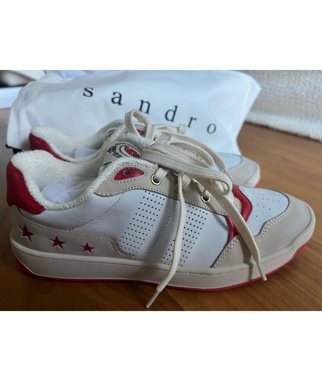 SANDRO Бежевые кожаные кроссовки, фото 8