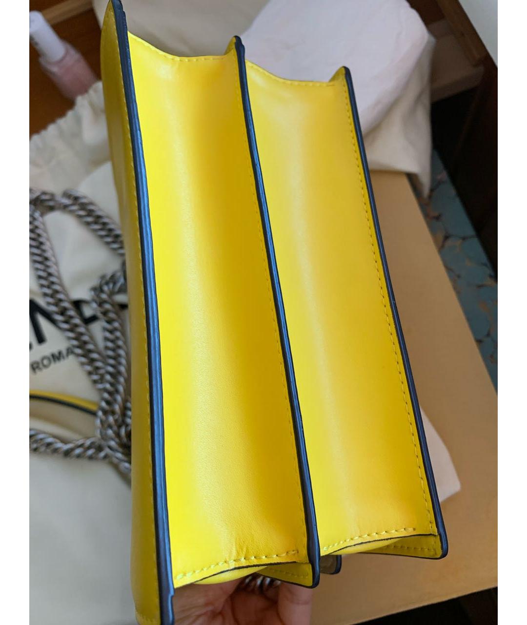 FENDI Желтая кожаная сумка через плечо, фото 6