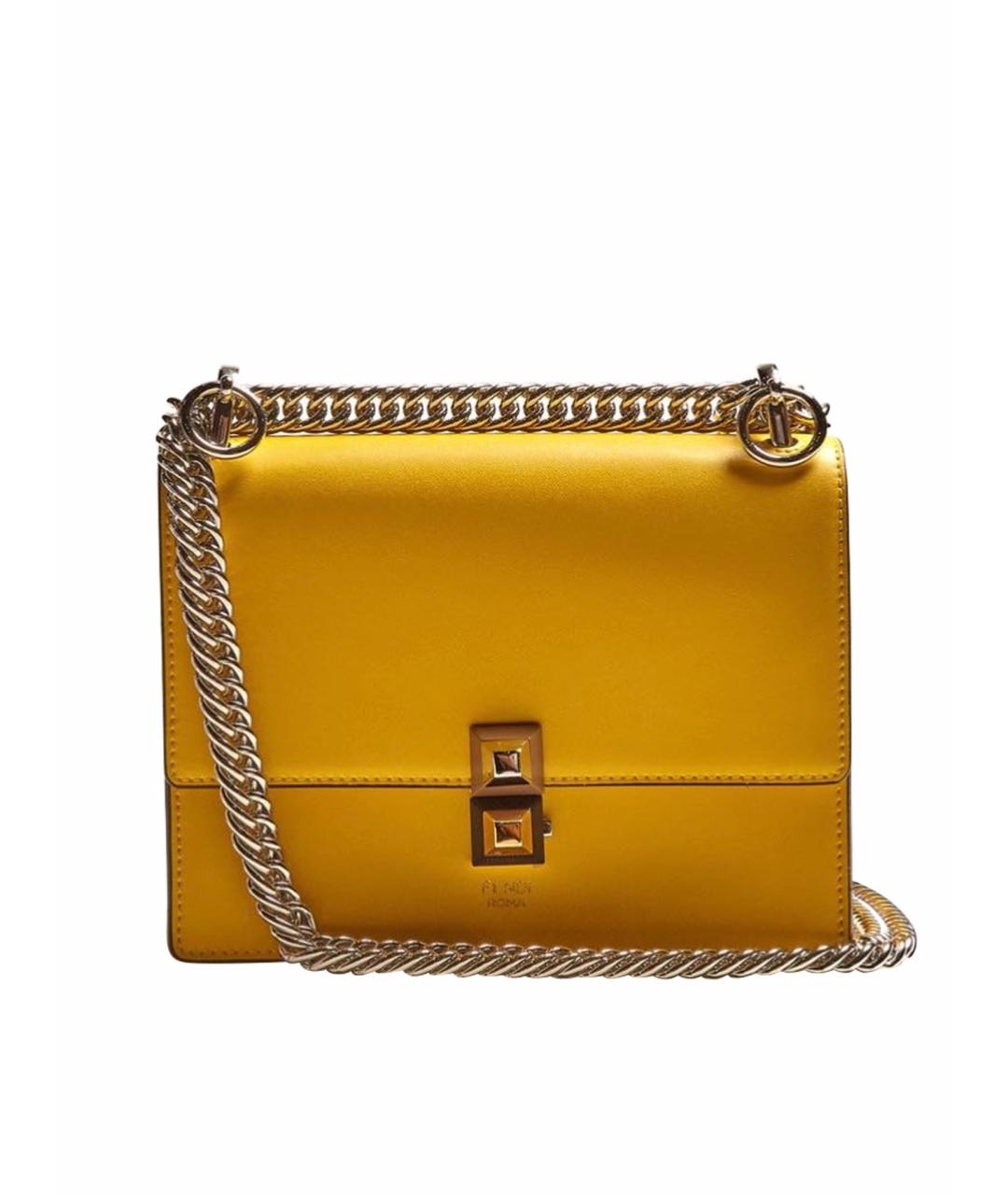 FENDI Желтая кожаная сумка через плечо, фото 1