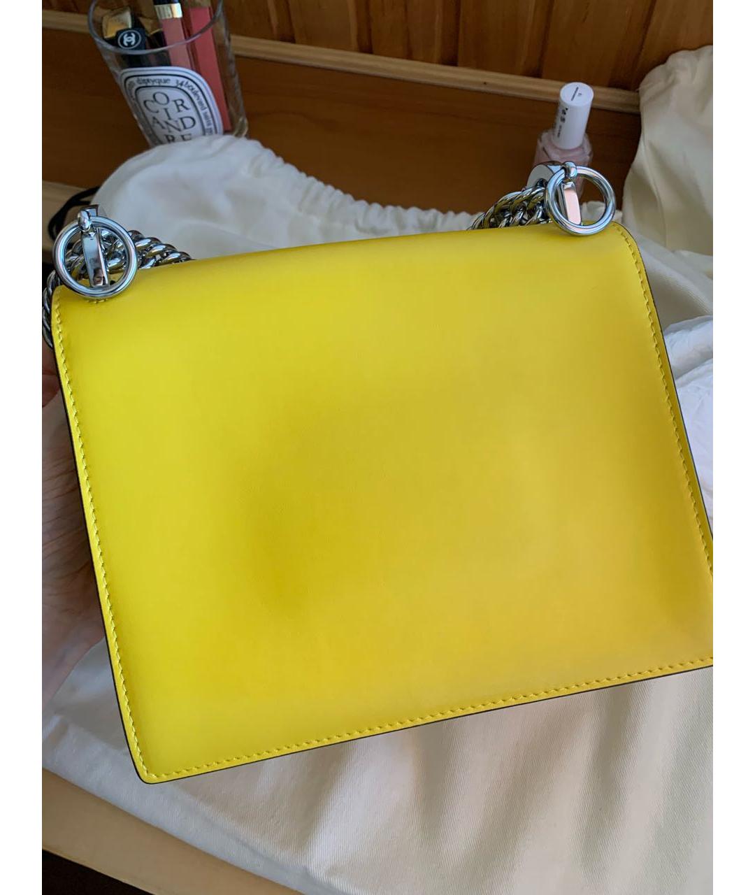 FENDI Желтая кожаная сумка через плечо, фото 7