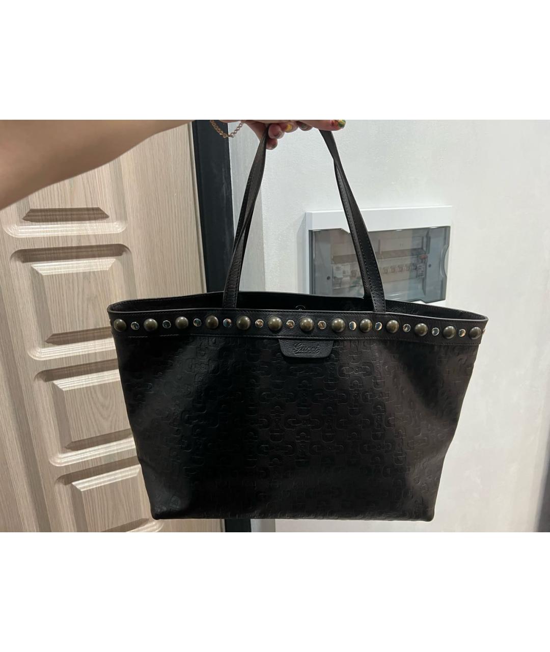 GUCCI Коричневая кожаная сумка тоут, фото 9