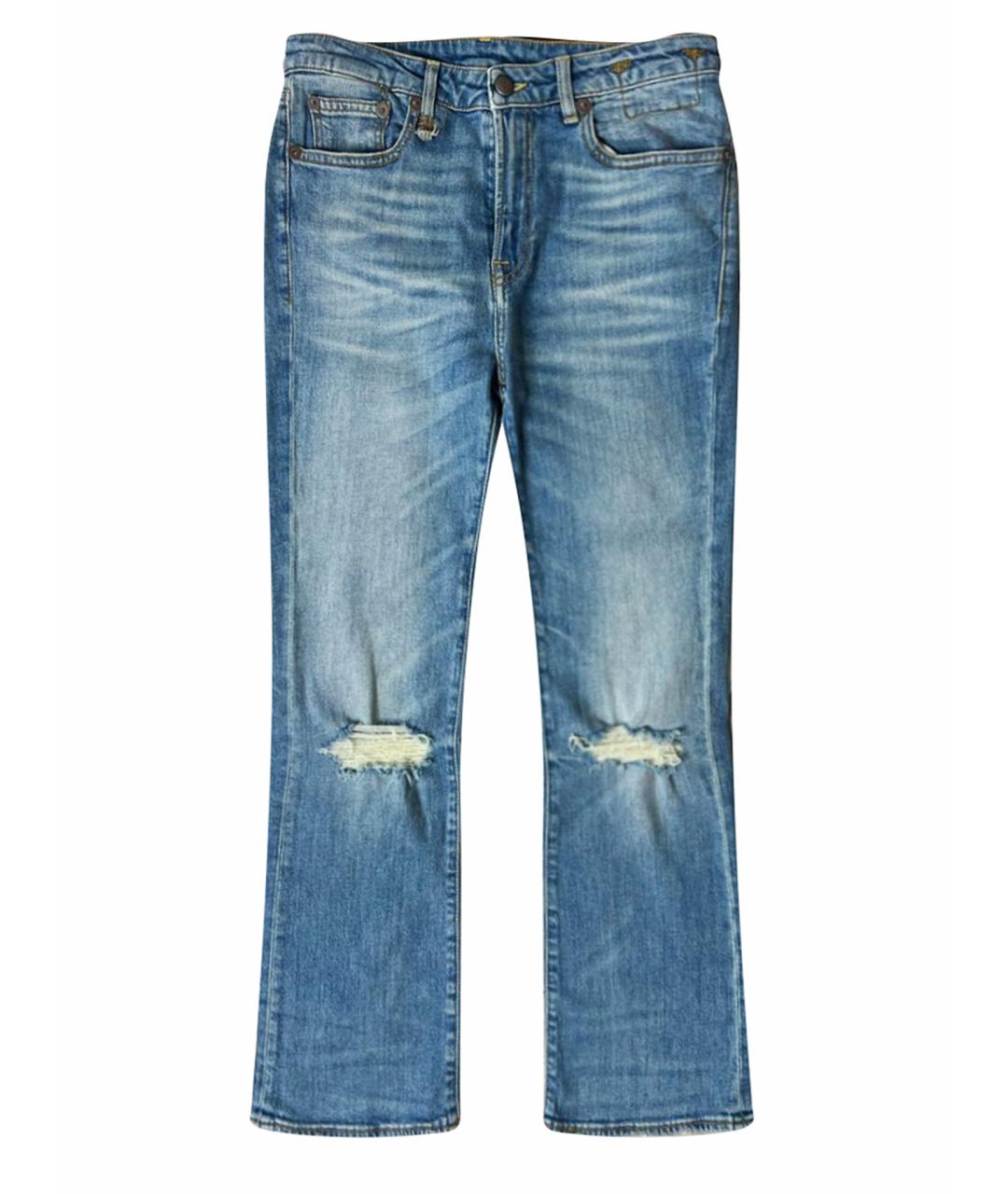 R13 Голубые хлопко-эластановые джинсы клеш, фото 1