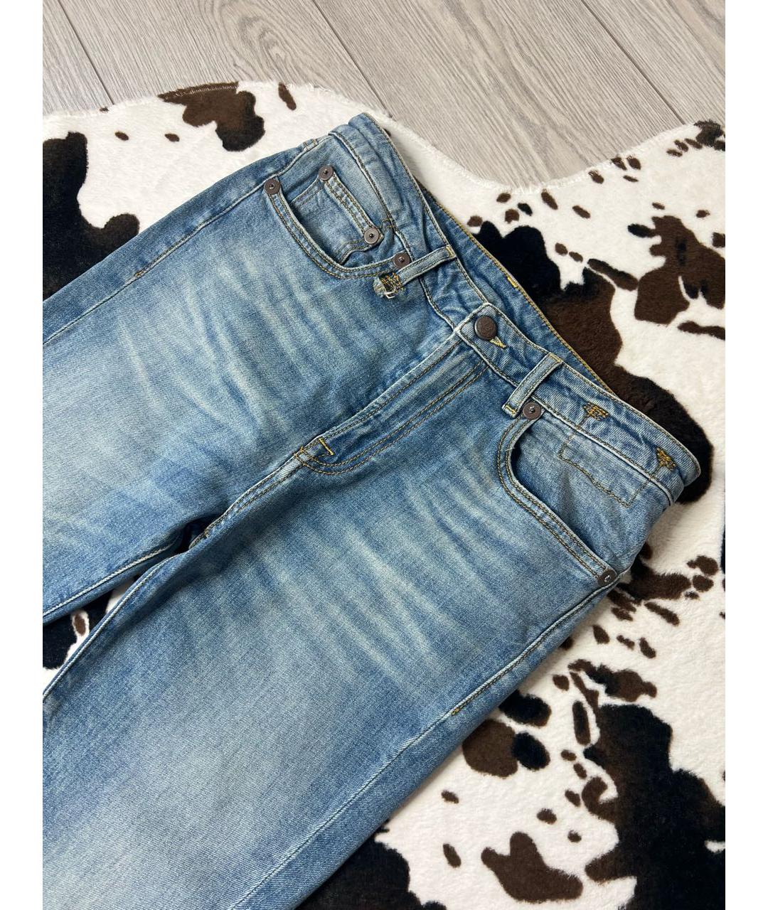 R13 Голубые хлопко-эластановые джинсы клеш, фото 5