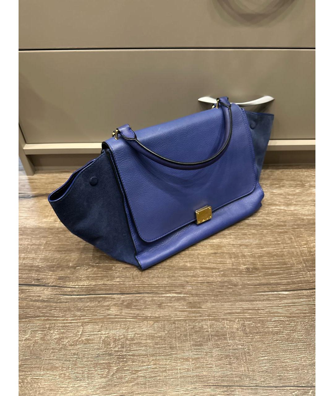 CELINE PRE-OWNED Синяя кожаная сумка с короткими ручками, фото 2