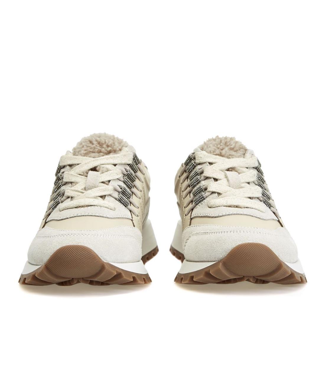 BRUNELLO CUCINELLI Бежевые кожаные кроссовки, фото 6