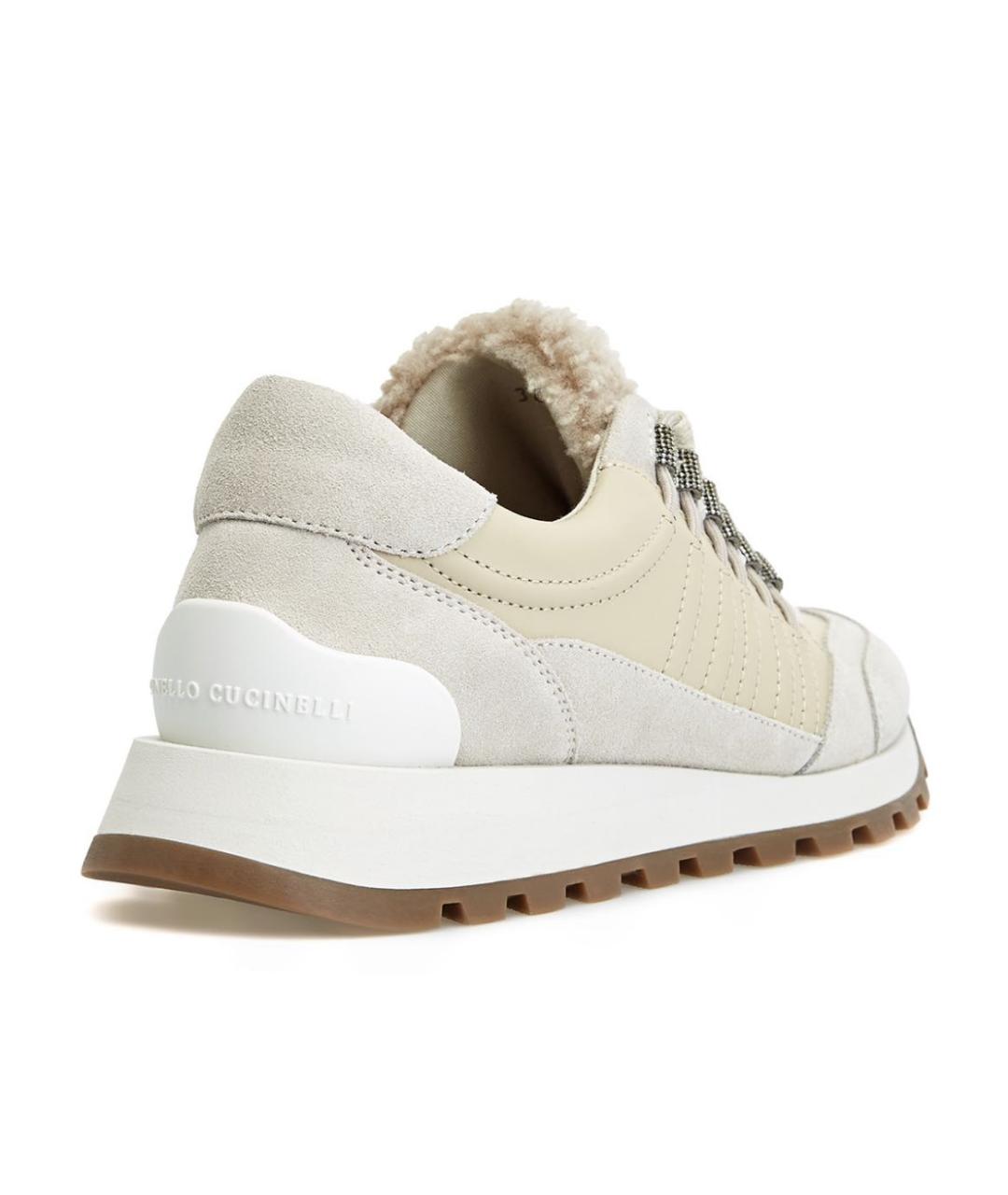 BRUNELLO CUCINELLI Бежевые кожаные кроссовки, фото 4