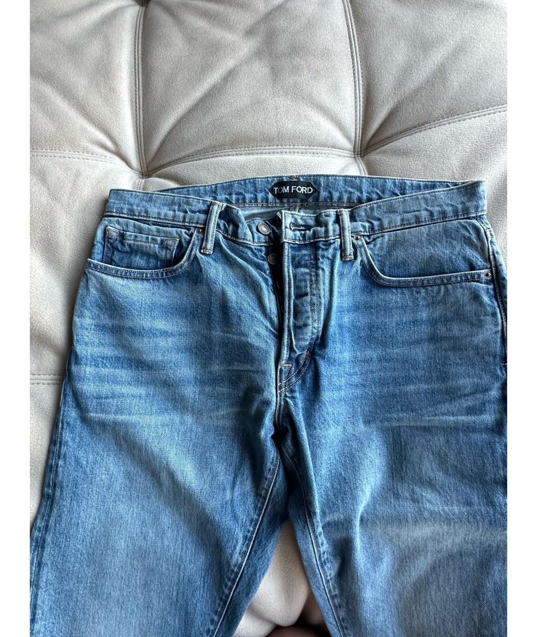 TOM FORD Голубые хлопко-эластановые джинсы скинни, фото 3