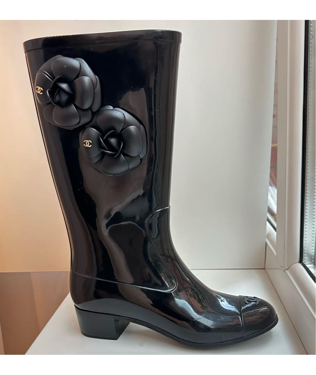 CHANEL Черные резиновые сапоги, фото 8