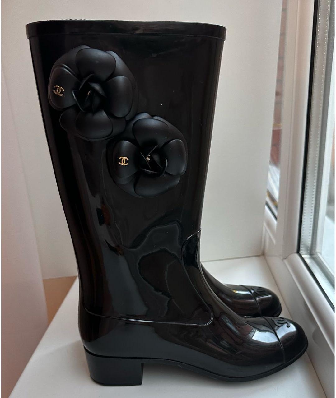 CHANEL Черные резиновые сапоги, фото 5