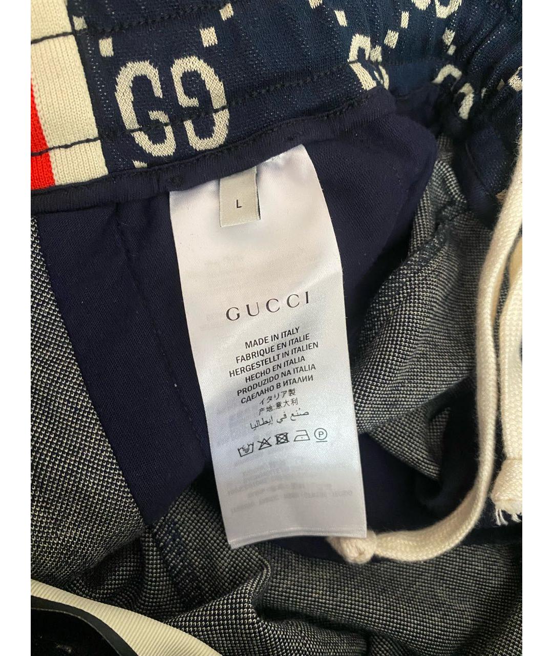 GUCCI Темно-синие хлопковые повседневные брюки, фото 8