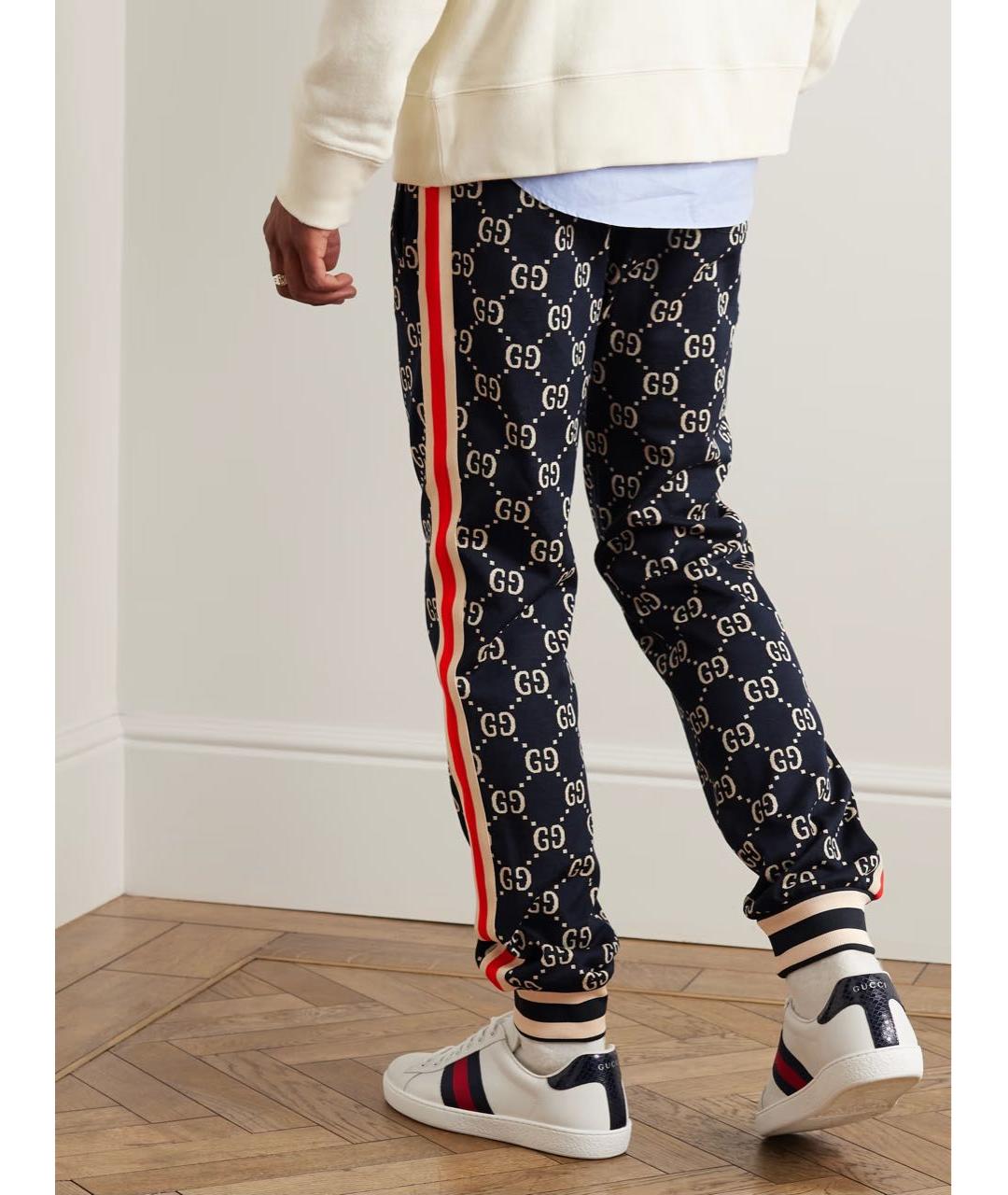 GUCCI Темно-синие хлопковые повседневные брюки, фото 7