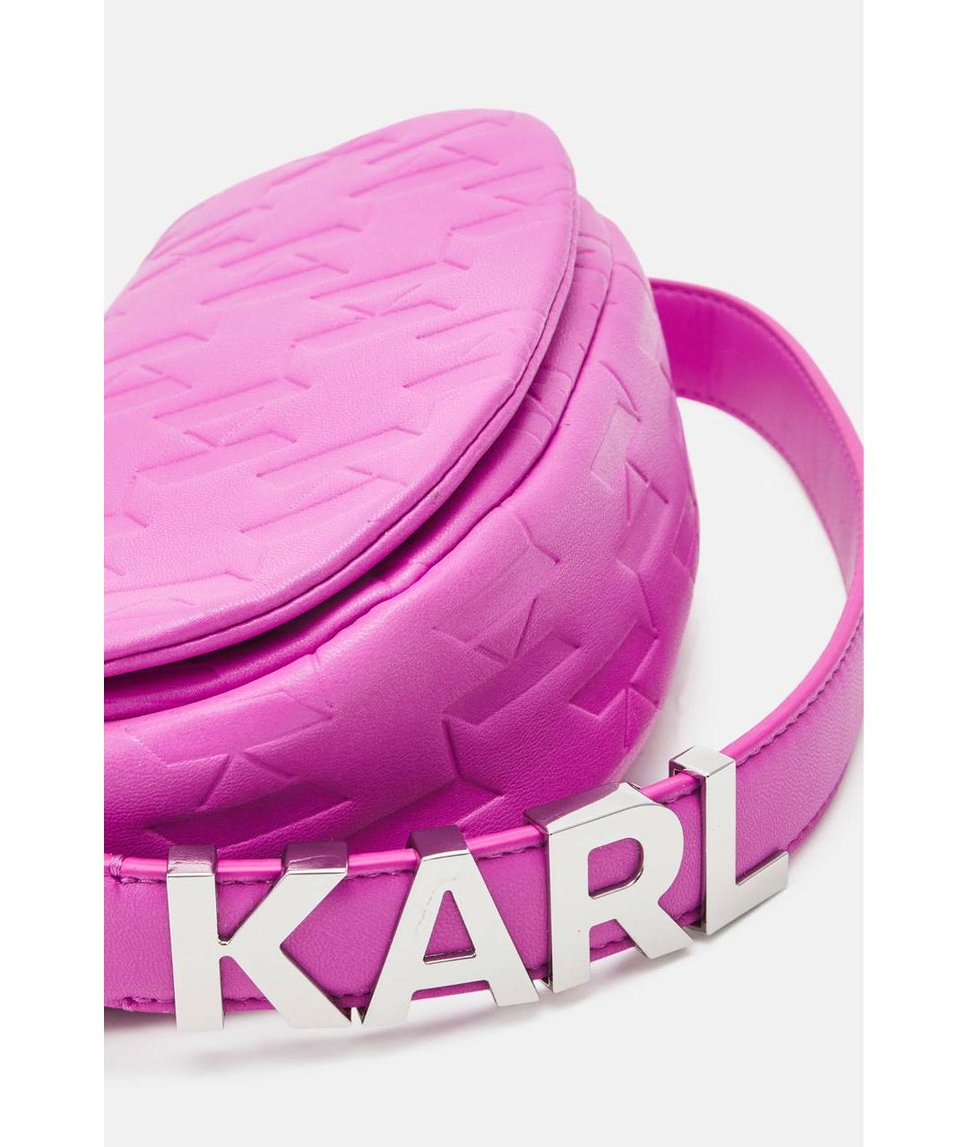 KARL LAGERFELD Розовая кожаная сумка с короткими ручками, фото 5