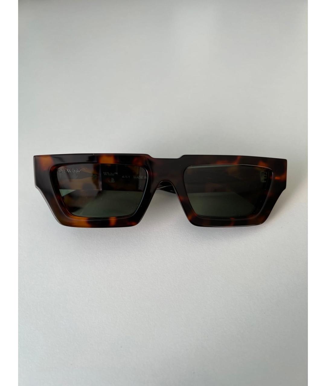 OFF-WHITE Коричневые пластиковые солнцезащитные очки, фото 4