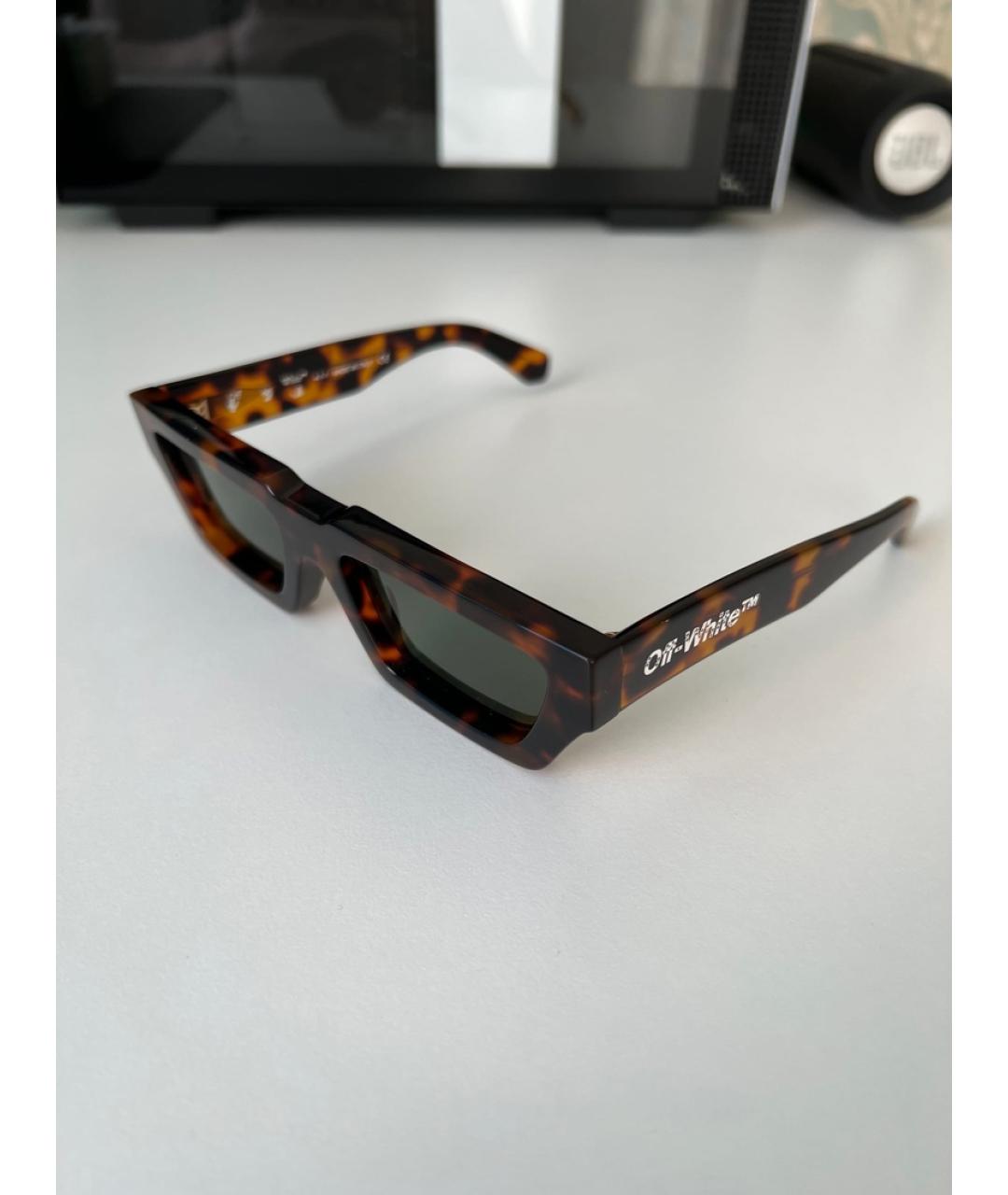 OFF-WHITE Коричневые пластиковые солнцезащитные очки, фото 3