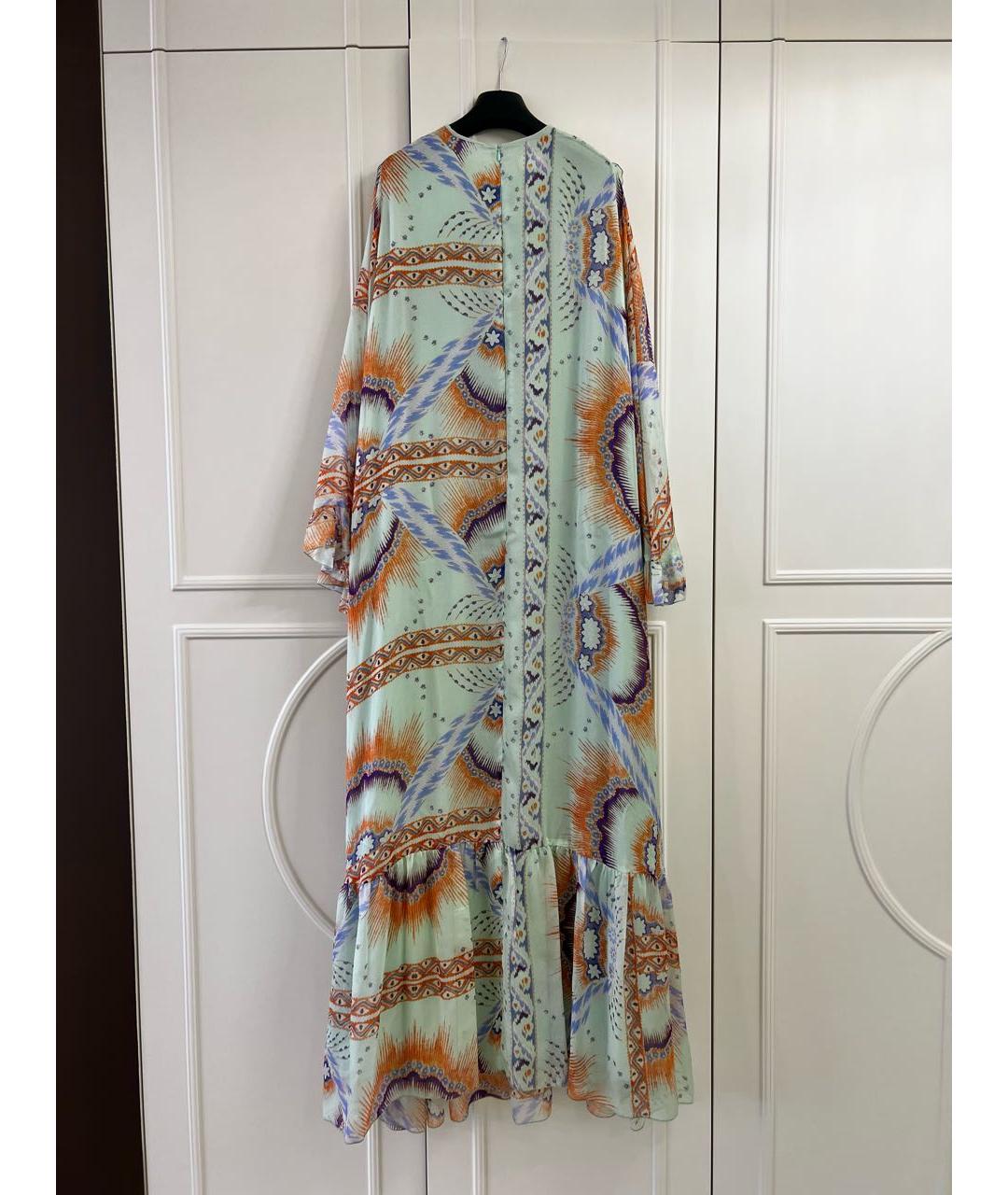 GIAMBA Бирюзовое шелковое повседневное платье, фото 5