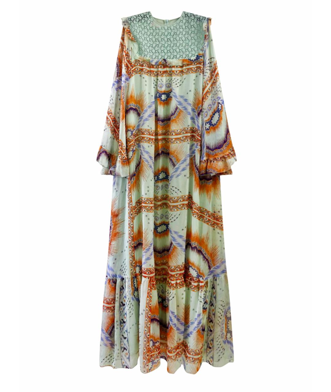 GIAMBA Бирюзовое шелковое повседневное платье, фото 1