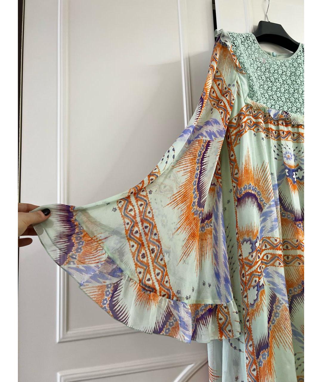 GIAMBA Бирюзовое шелковое повседневное платье, фото 3