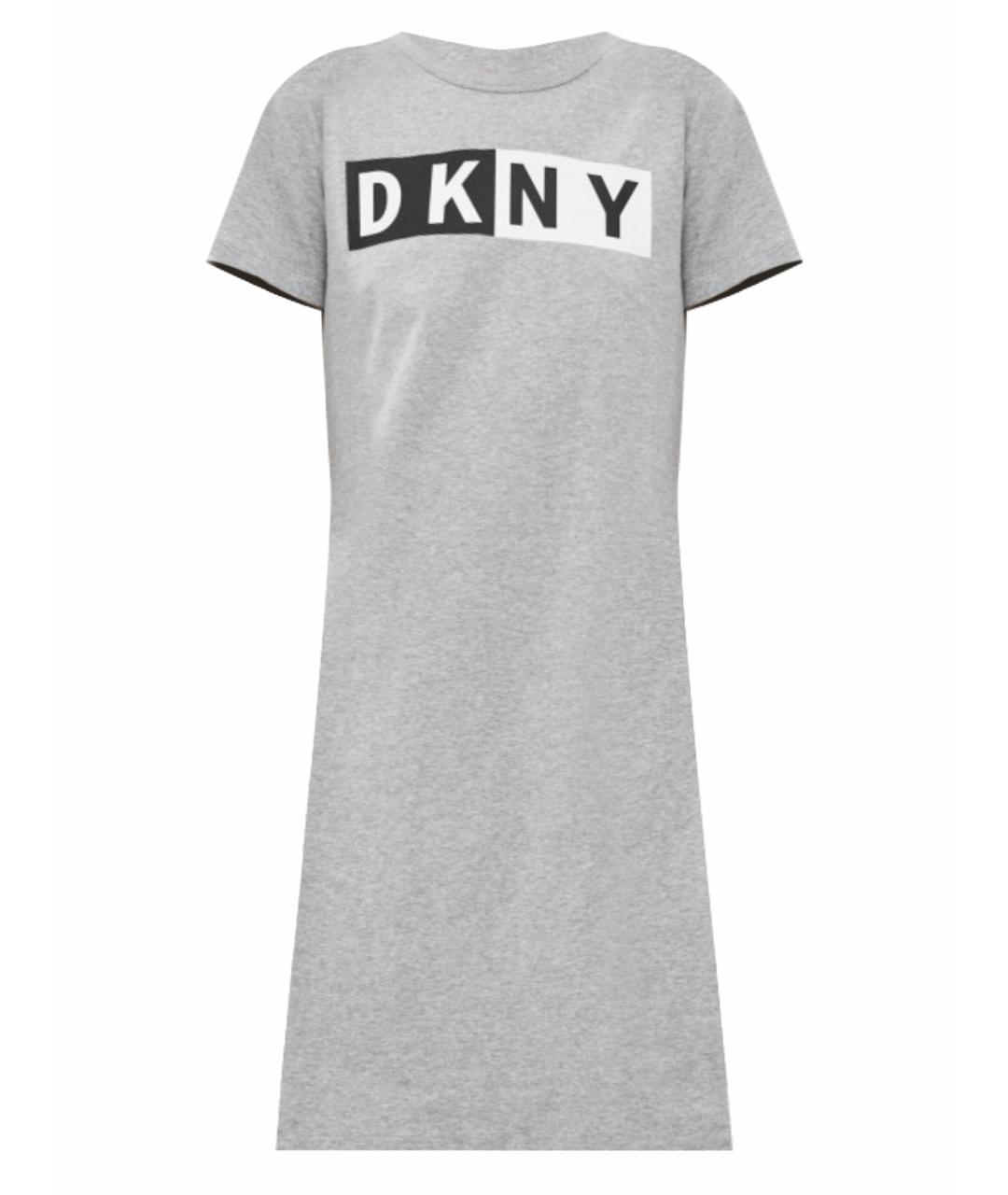 DKNY Серое хлопко-эластановое повседневное платье, фото 1