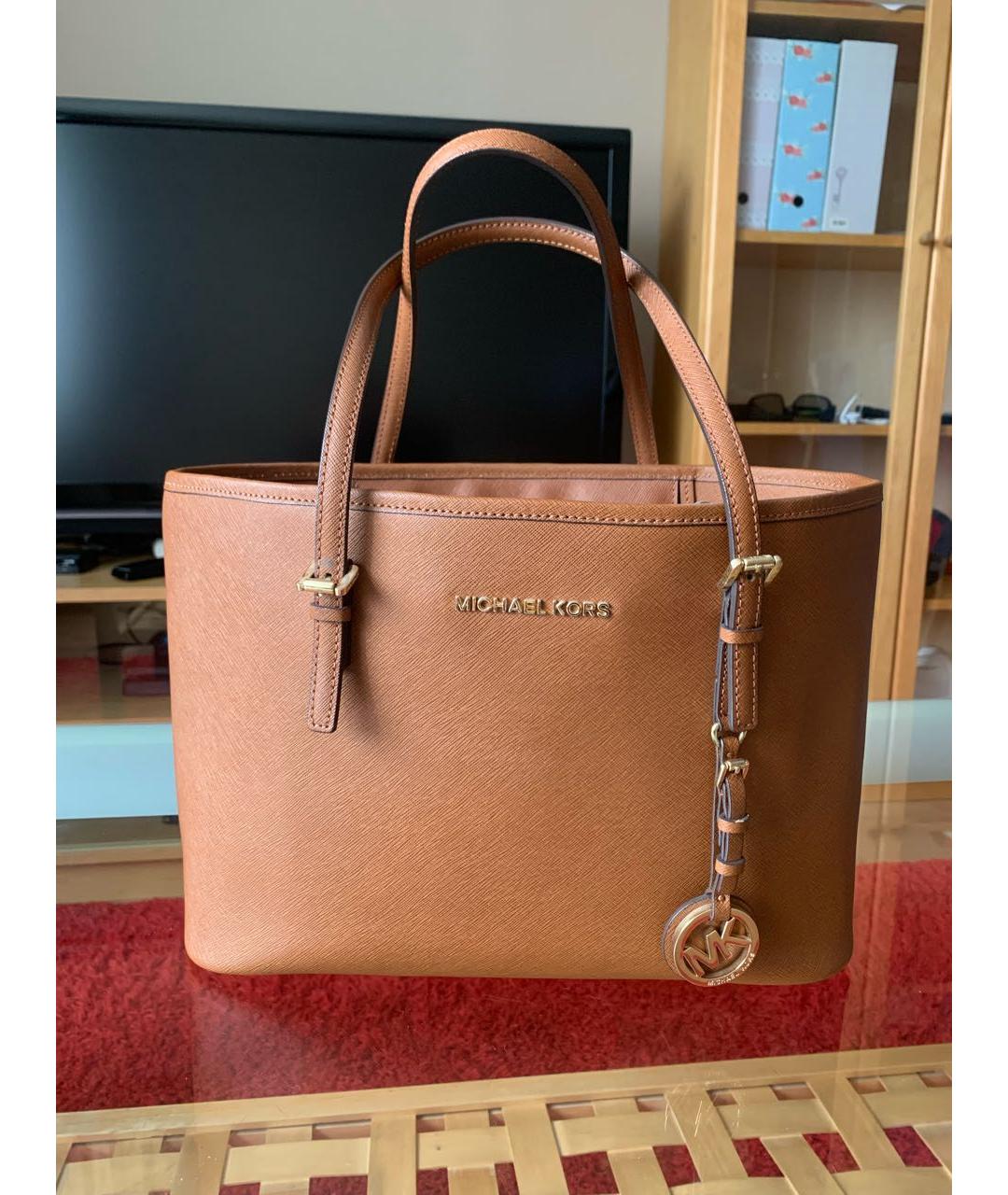 MICHAEL MICHAEL KORS Коричневая кожаная сумка тоут, фото 8