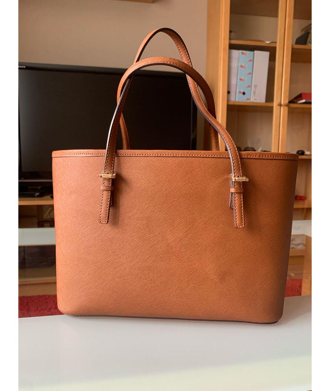 MICHAEL MICHAEL KORS Коричневая кожаная сумка тоут, фото 3