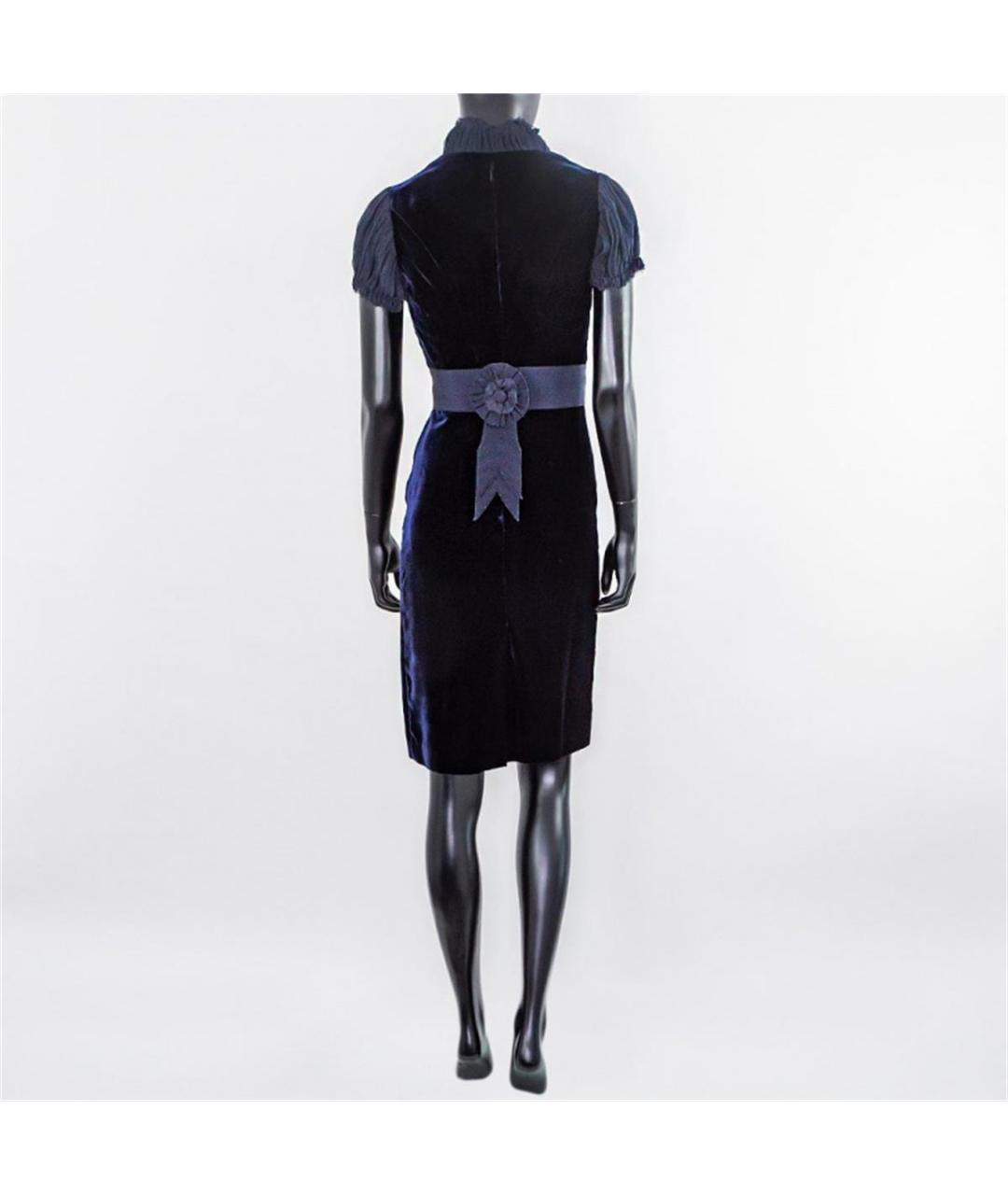 ALEXANDER MCQUEEN Синее бархатное повседневное платье, фото 3