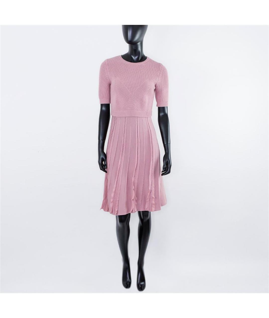 VALENTINO Розовое шерстяное повседневное платье, фото 4