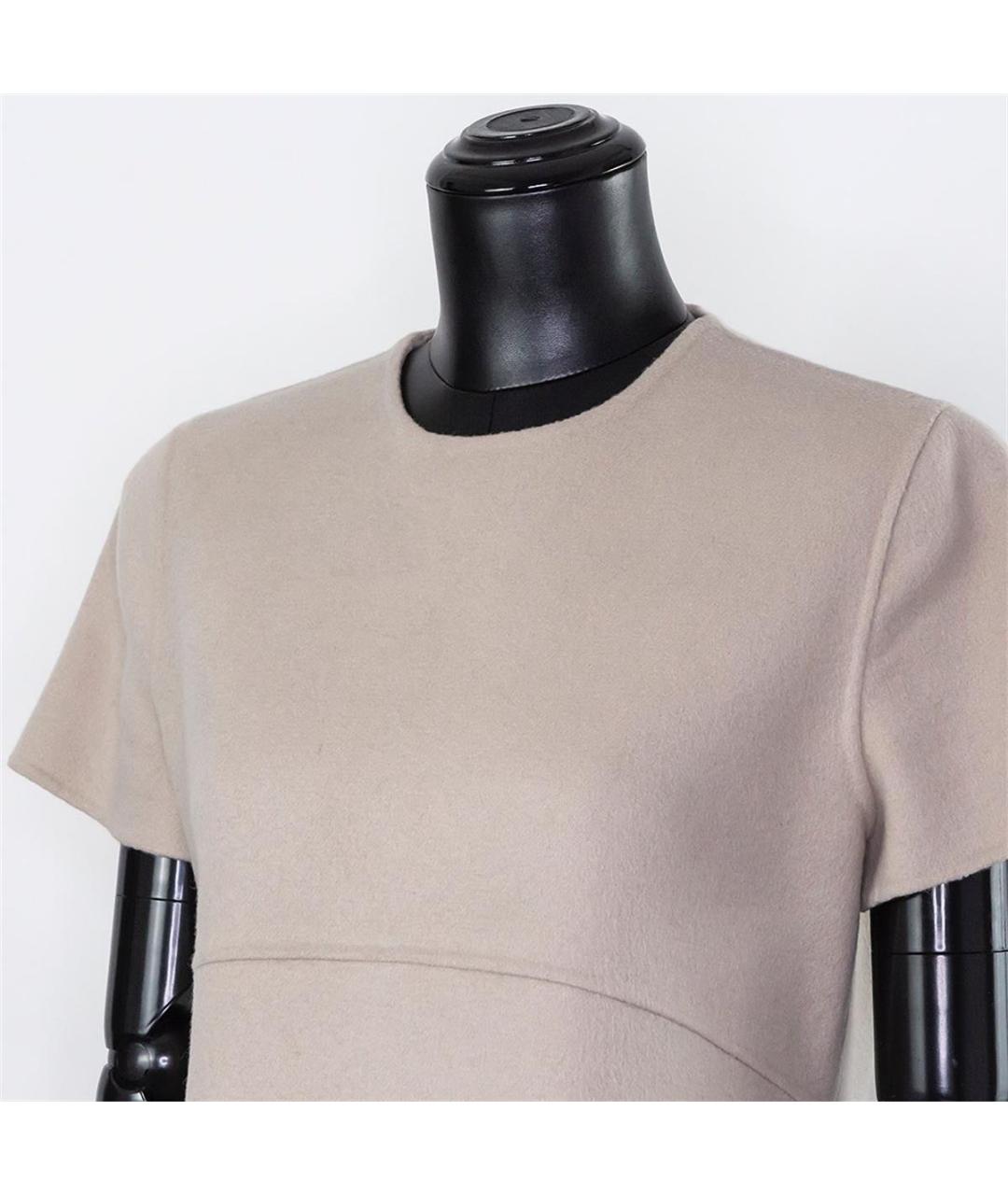 MAX MARA Бежевое шерстяное повседневное платье, фото 2