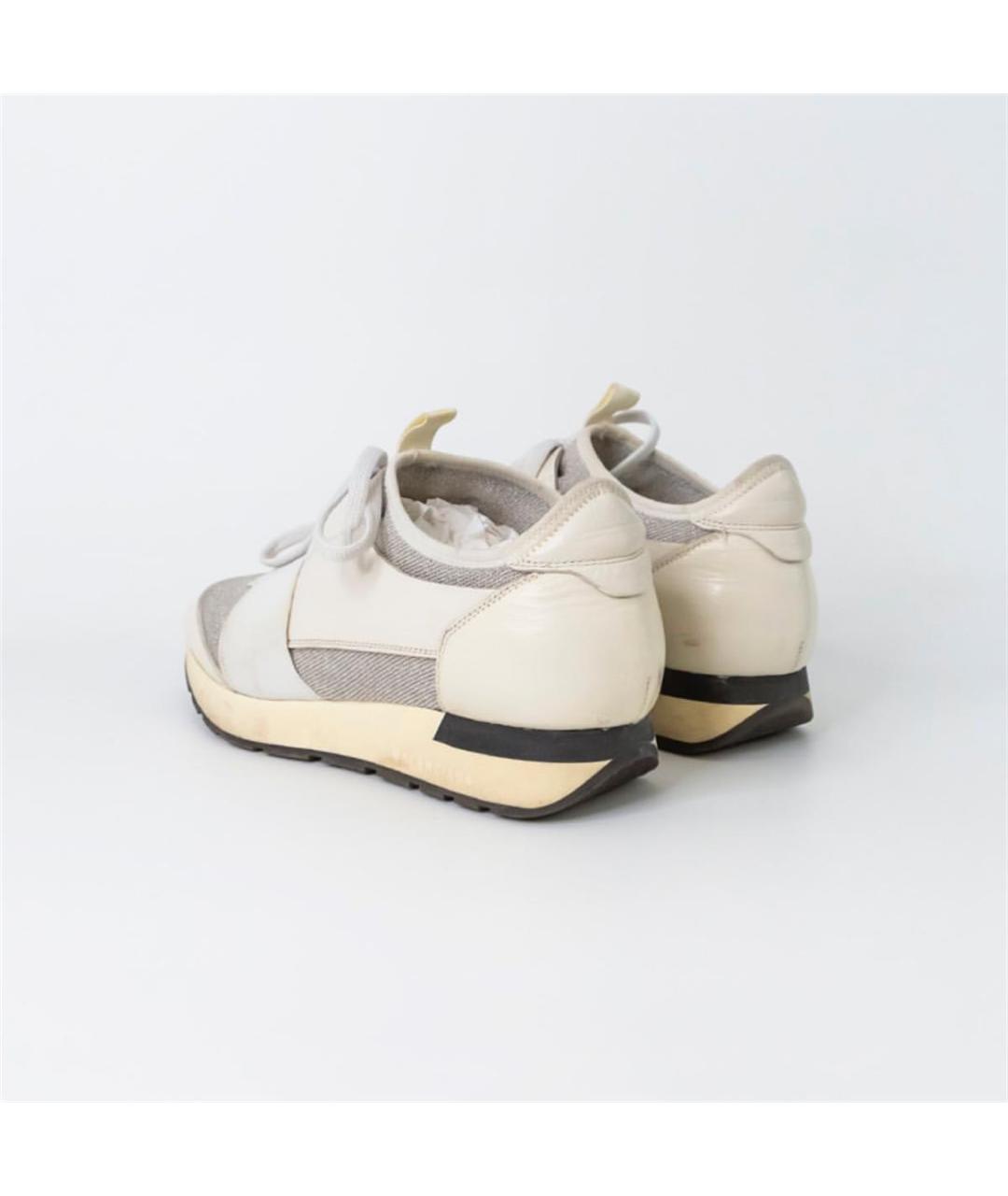 BALENCIAGA Белые кожаные кроссовки, фото 4
