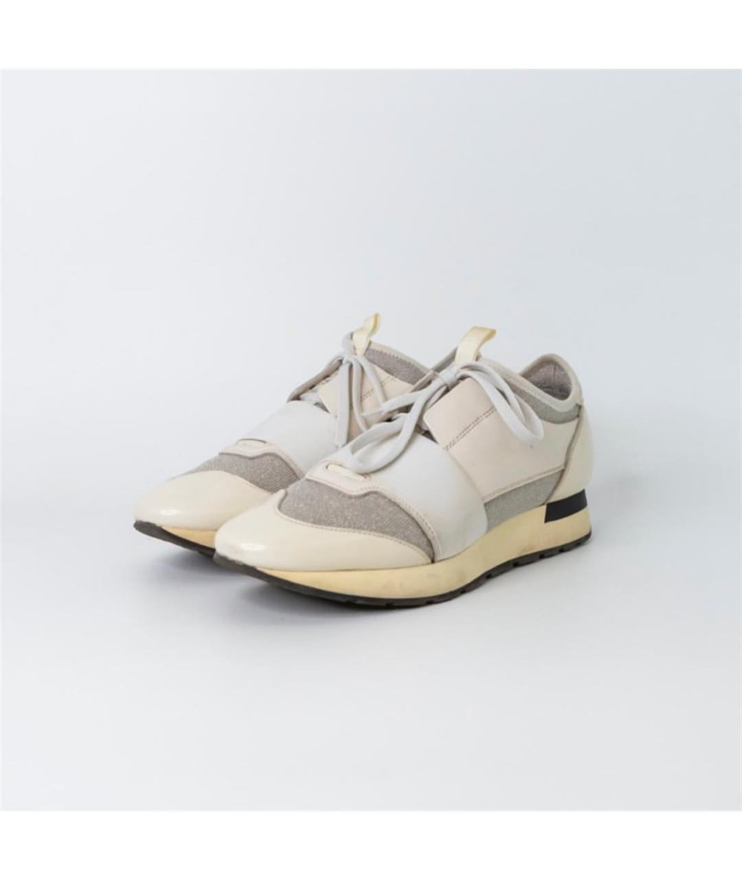 BALENCIAGA Белые кожаные кроссовки, фото 2