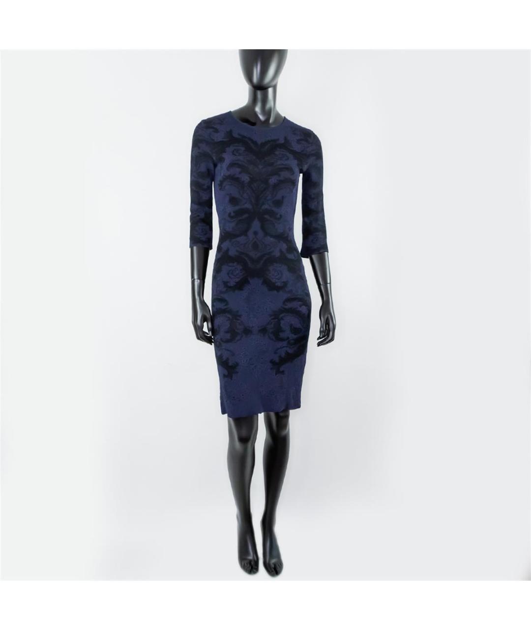 ALEXANDER MCQUEEN Синее вискозное повседневное платье, фото 4