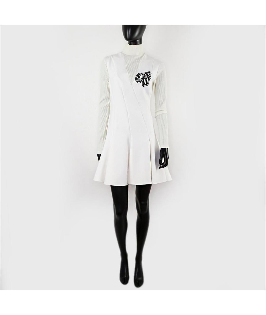 OFF-WHITE Белое хлопковое повседневное платье, фото 4