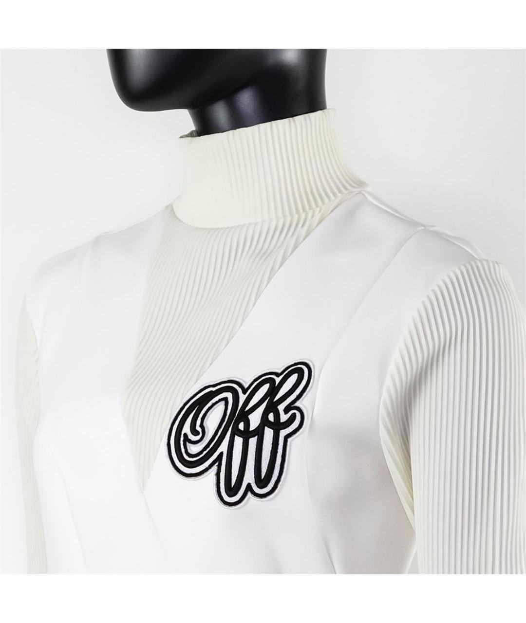 OFF-WHITE Белое хлопковое повседневное платье, фото 2