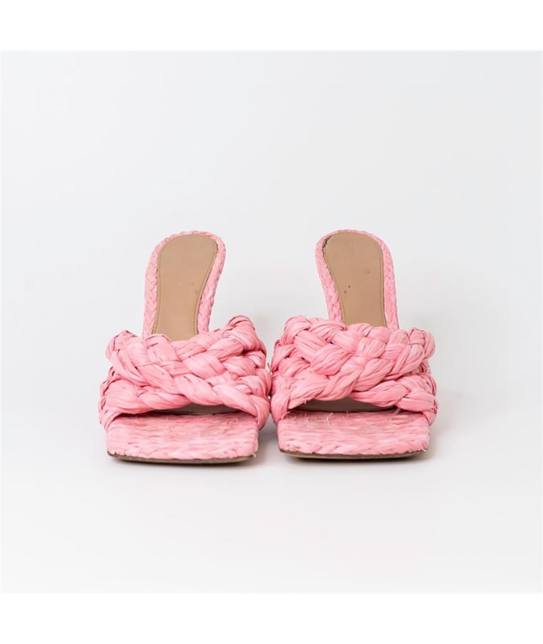 BOTTEGA VENETA Розовые текстильные босоножки, фото 3