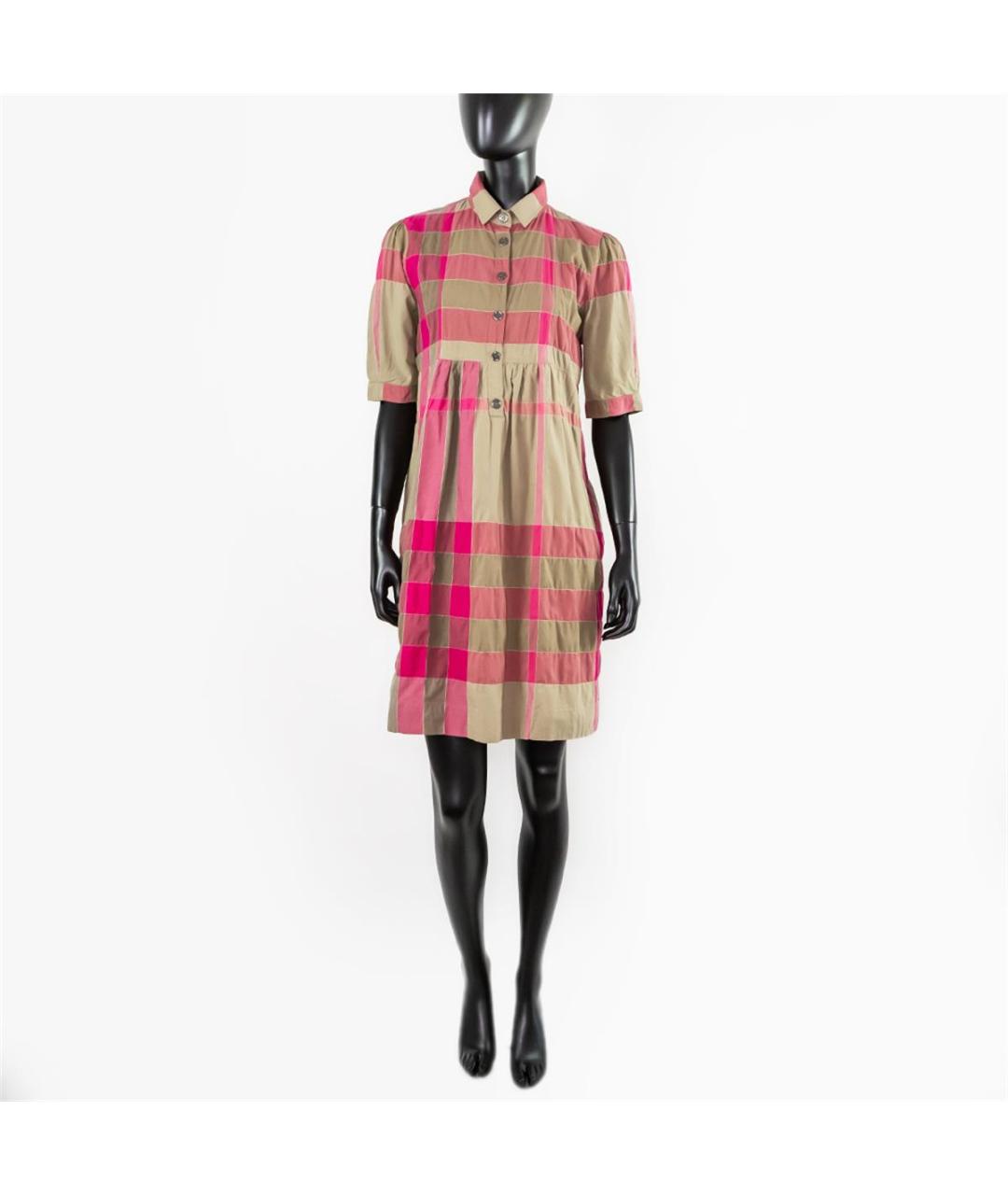 BURBERRY Бежевое хлопковое повседневное платье, фото 4