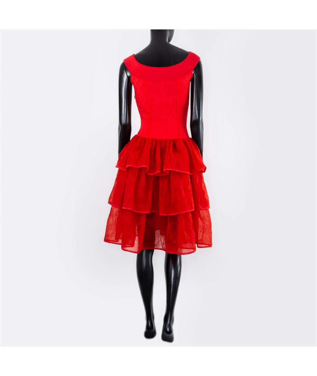 ALEXANDER MCQUEEN Красное вискозное повседневное платье, фото 3
