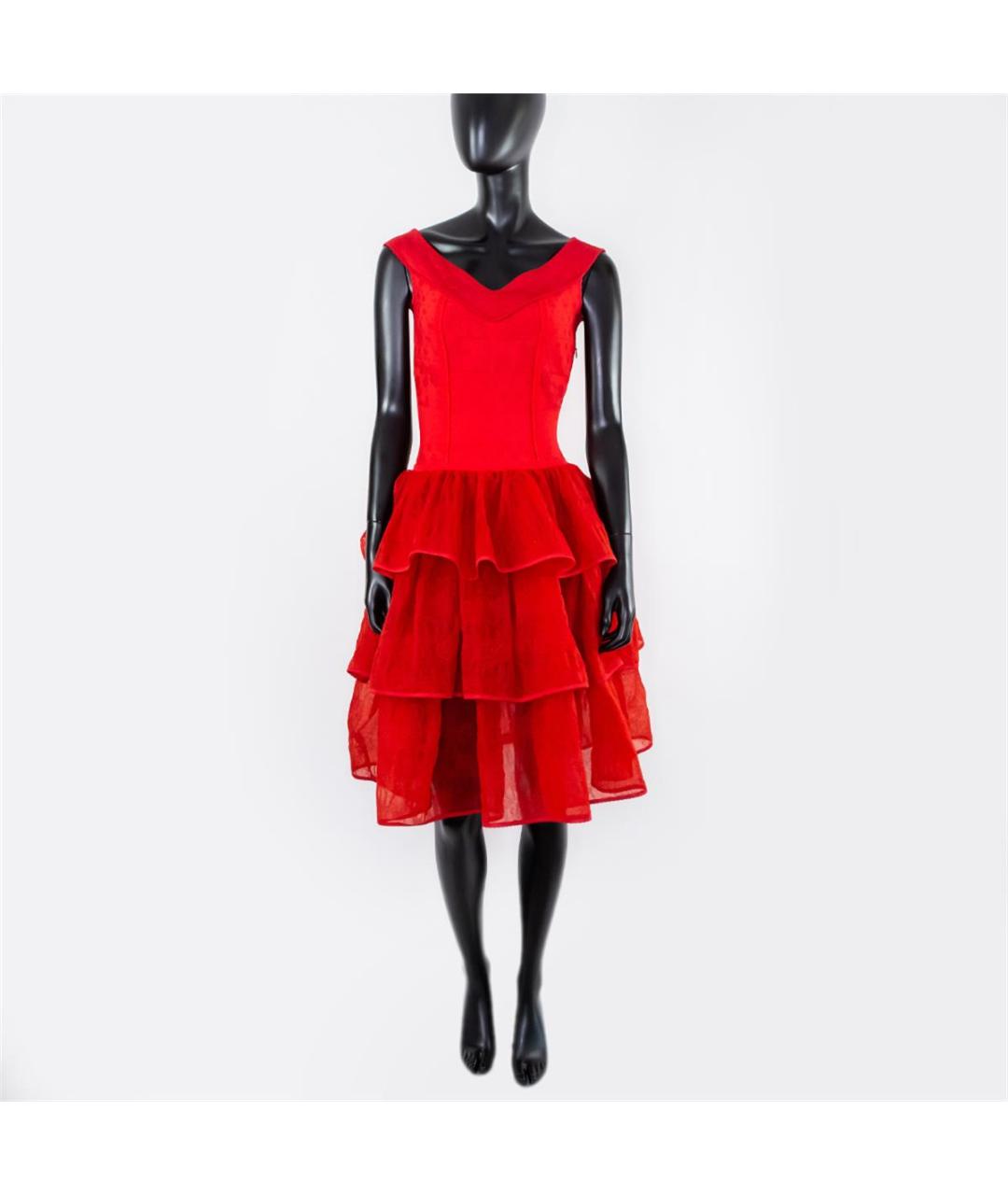 ALEXANDER MCQUEEN Красное вискозное повседневное платье, фото 4