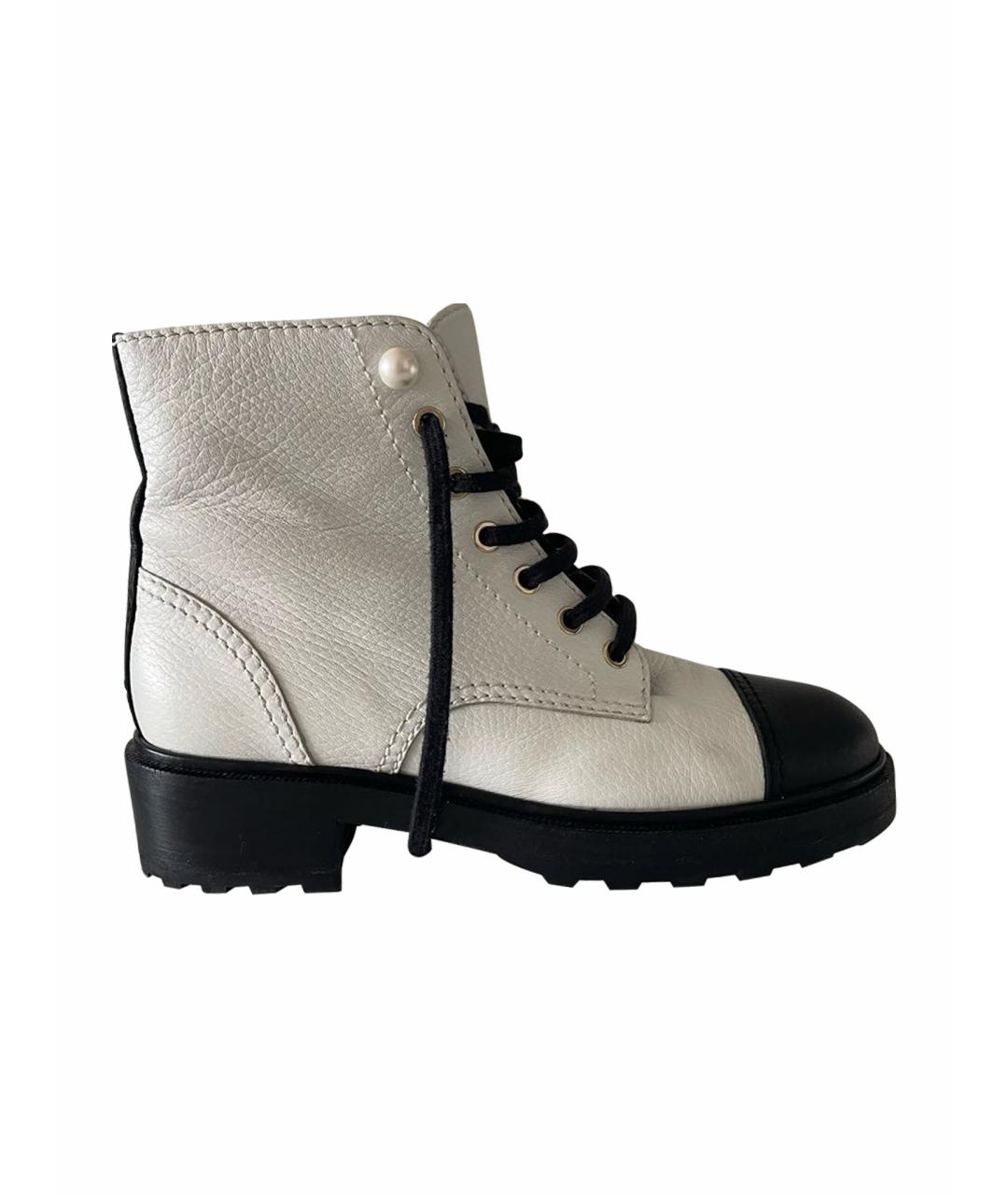 CHANEL PRE-OWNED Белые кожаные ботинки, фото 1