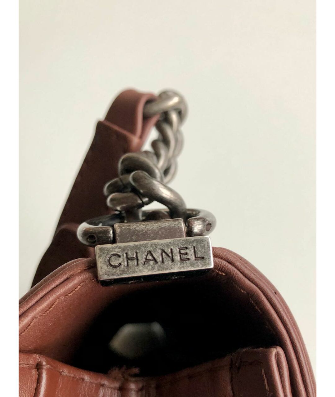CHANEL PRE-OWNED Бордовая кожаная сумка тоут, фото 5