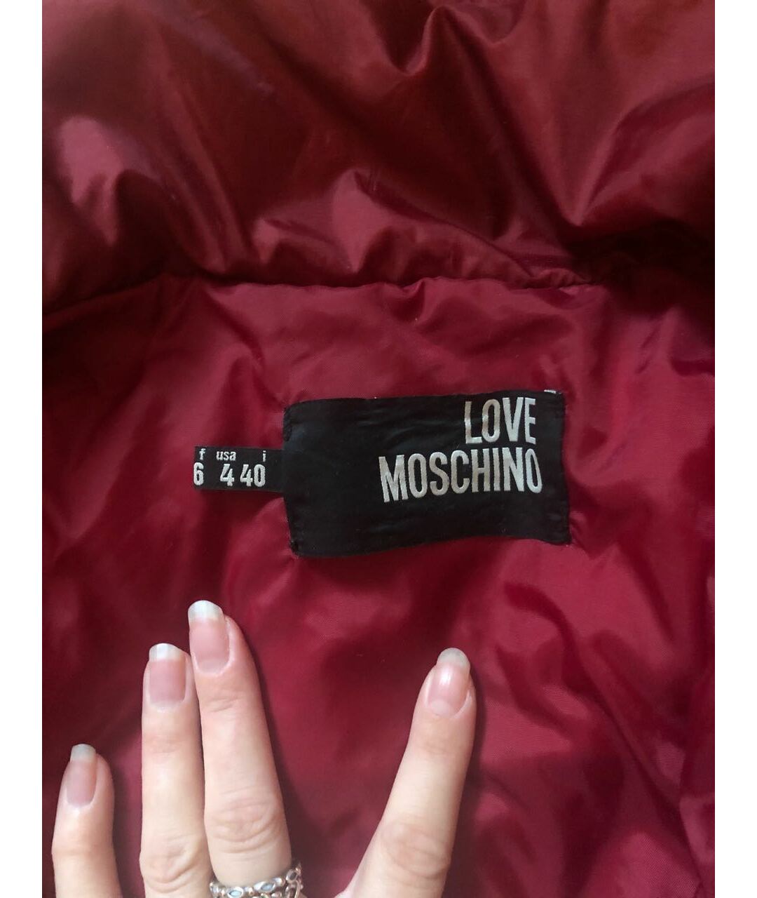 LOVE MOSCHINO Бордовая полиэстеровая куртка, фото 2