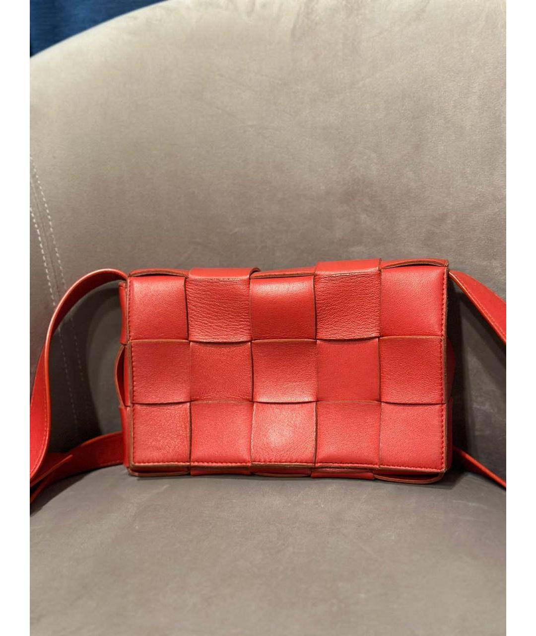 BOTTEGA VENETA Красная кожаная сумка через плечо, фото 7