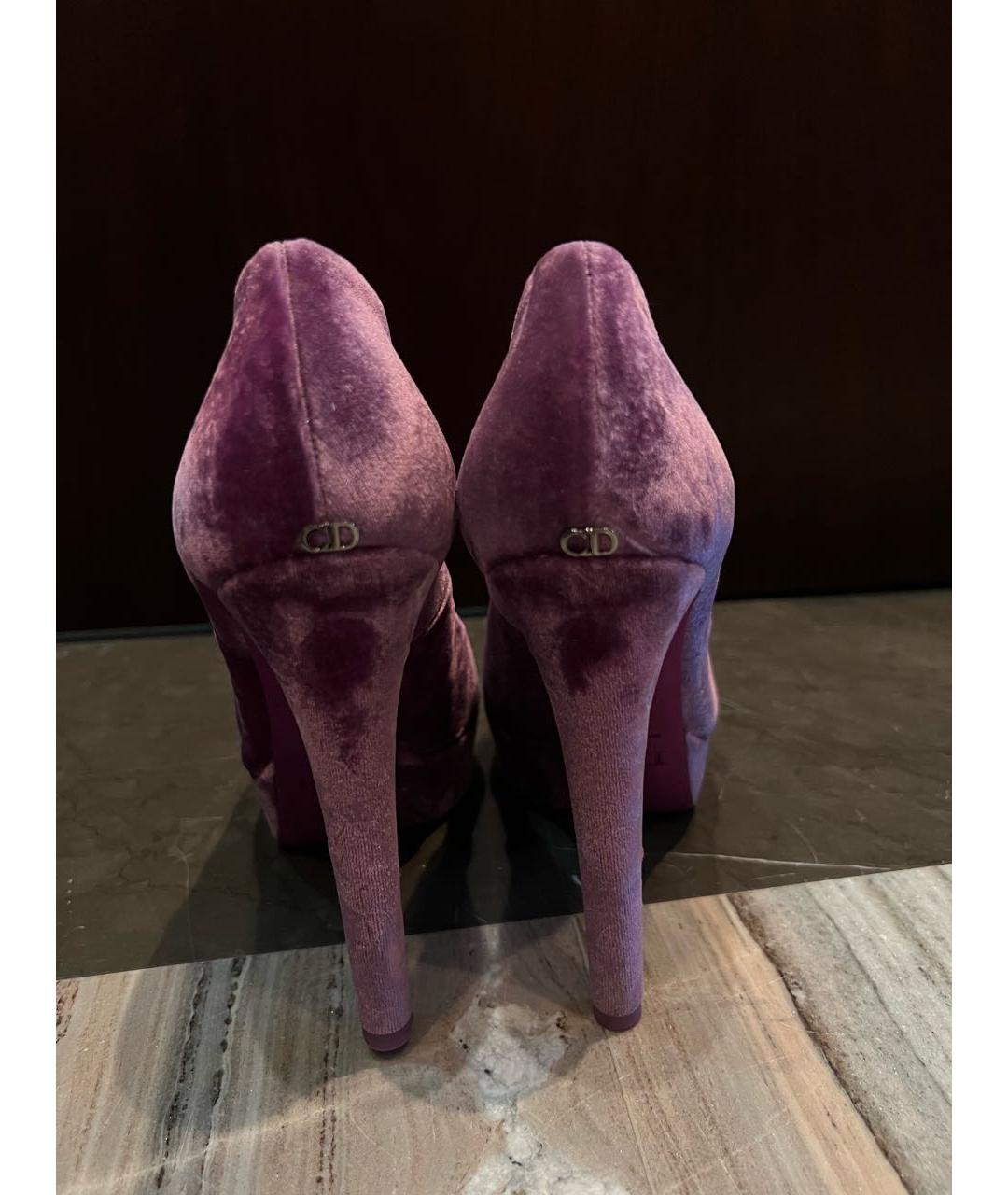 CHRISTIAN DIOR PRE-OWNED Фиолетовые бархатные туфли, фото 4