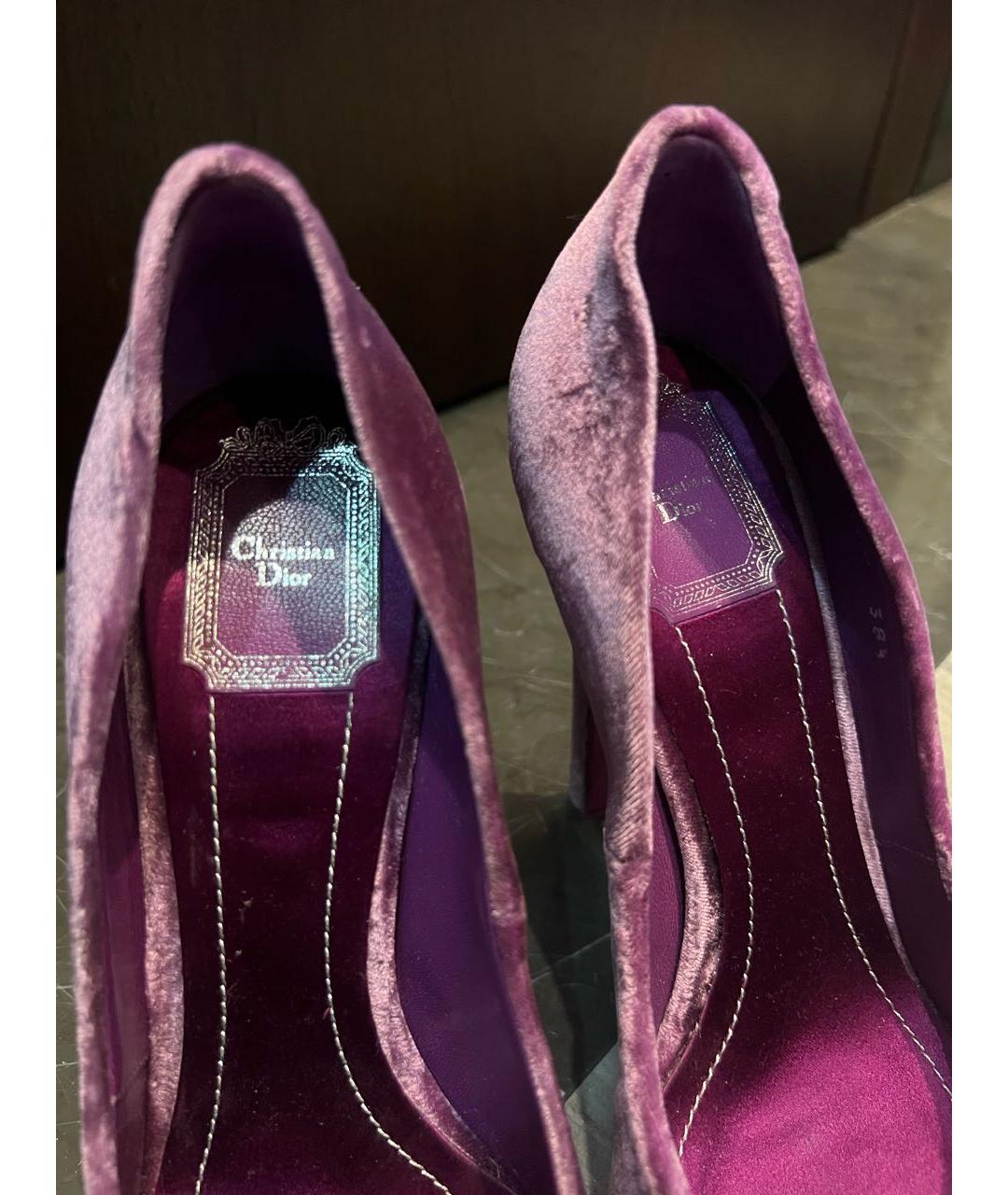 CHRISTIAN DIOR PRE-OWNED Фиолетовые бархатные туфли, фото 6