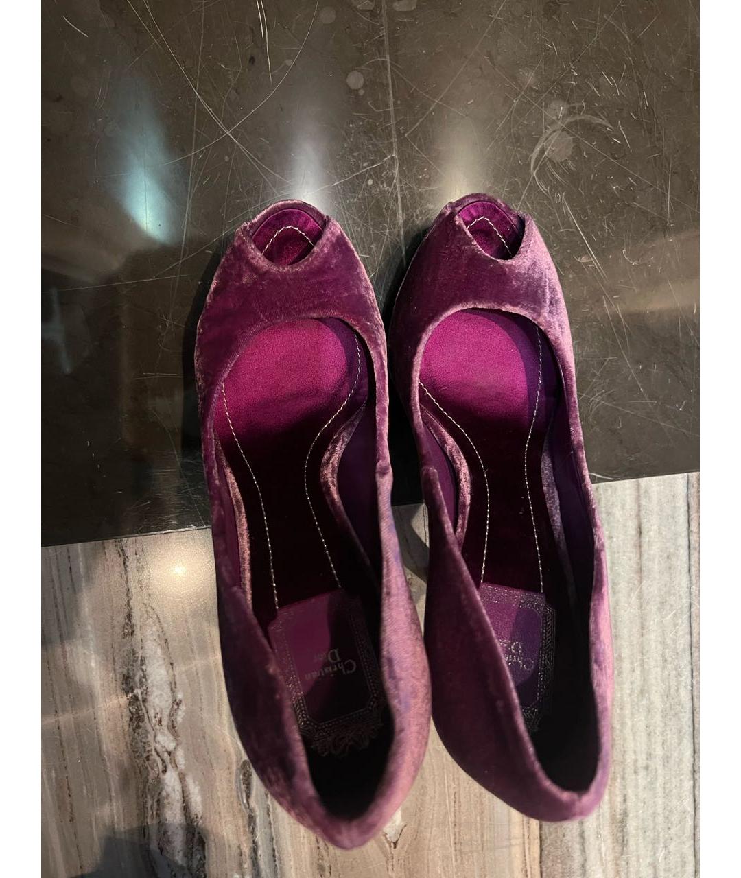 CHRISTIAN DIOR PRE-OWNED Фиолетовые бархатные туфли, фото 3
